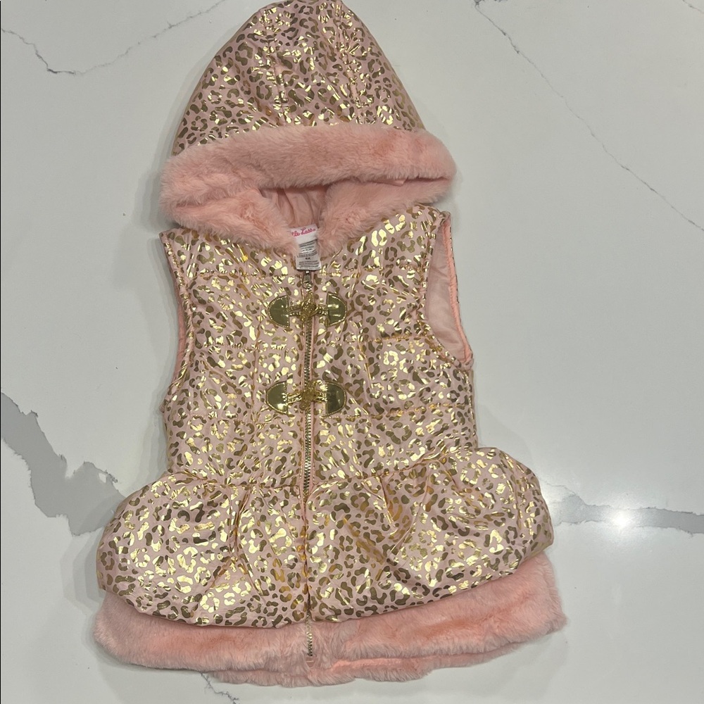 Little Lass Pink and Gold Leopard Vest, NWOT